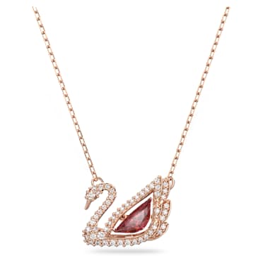 Swan 鏈墜, 天鵝, 紅色, 鍍玫瑰金色調 - Swarovski, 5614123