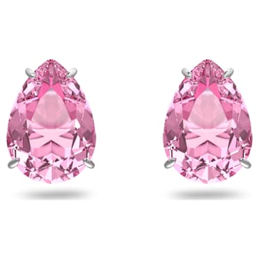 Peckové náušnice Gema, Kapkový výbrus, Růžová, Pokoveno rhodiem - Swarovski, 5614455