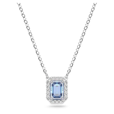 Una necklace, Octagon cut, Blue, Rhodium plated - Swarovski, 5614926