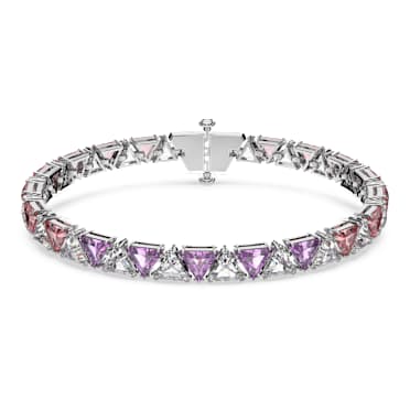 Ortyx Tennis bracelet, Triangle cut, Pink, Rhodium plated - Swarovski, 5614928