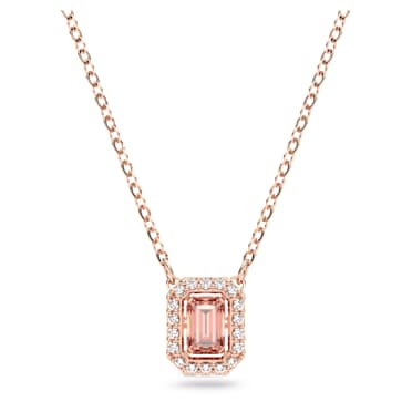 Millenia สร้อยคอ, เจียระไนทรงแปดเหลี่ยม, ชมพู, เคลือบโทนสีโรสโกลด์ - Swarovski, 5614933