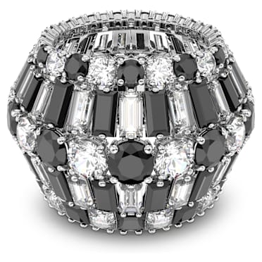 Hyperbola 칵테일 링, 믹스 컷, 블랙, 로듐 플래팅 - Swarovski, 5615322