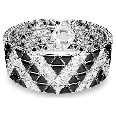 Matrix cuff, Triangle cut, Black, Rhodium plated - Swarovski, 5615325