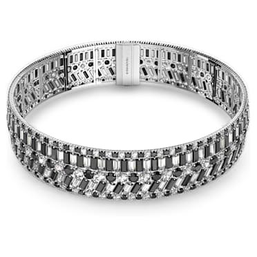 Hyperbola choker, Mixed cuts, Black, Rhodium plated - Swarovski, 5615329
