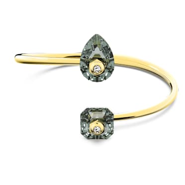 Bracciale rigido Numina, Taglio misto, Grigio, Placcato color oro - Swarovski, 5615528