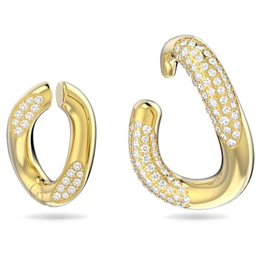 Brinco cuff Dextera, Conjunto (2), Design assimétrico, Branca, Lacado a dourado - Swarovski, 5615734