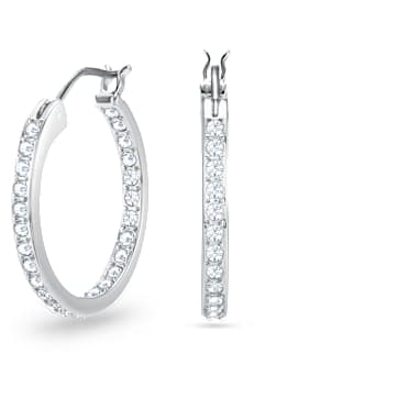 Kolczyki kreole Sommerset, Białe, Powłoka z rodu - Swarovski, 5616262