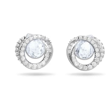 Generation stud earrings, Pear shape, Blue, Rhodium plated - Swarovski, 5616264