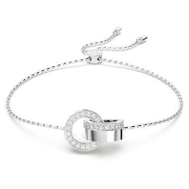 Dextera Armband, Verschlungener Reif, Weiß, Rhodiniert - Swarovski, 5616478