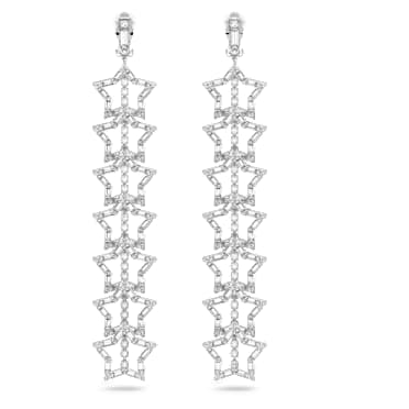 Stella 夾式耳環, 星星, 白色, 鍍白金色 - Swarovski, 5617756