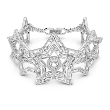 Bracelet Stella, Tailles variées, Étoile, Large, Blanc, Métal rhodié - Swarovski, 5617880