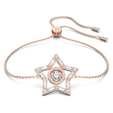 Stella Armband, Verschiedene Schliffe, Stern, Weiß, Roségold-Legierungsschicht - Swarovski, 5617882