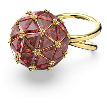 Anello cocktail Curiosa, Taglio triangolare, Forma rotonda, Rosso, Placcato color oro - Swarovski, 5618251