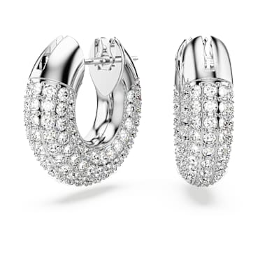 Dextera ต่างหูแบบห่วง, ขนาดเล็ก, ขาว, เคลือบโรเดียม - Swarovski, 5618306