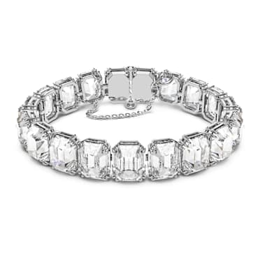 Matrix Tennis Armband, Oktagon-Schliff, Weiß - Swarovski, 5618699