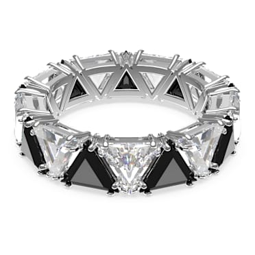 Matrix cocktail ring, Triangle cut, Black, Rhodium plated - Swarovski, 5620673