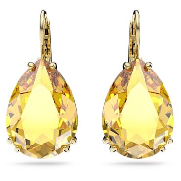Millenia drop earrings, Pear cut, Yellow, Gold-tone plated - Swarovski, 5619495