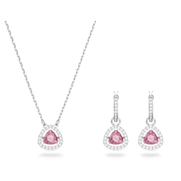 Set Una, Taglio Trilliant, Rosa, Placcato rodio - Swarovski, 5619503