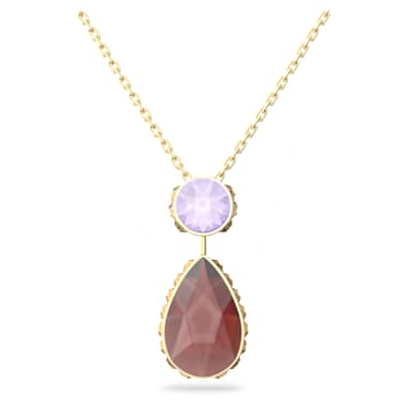 Chroma necklace, Drop cut, Small, Multicolored, Gold-tone plated - Swarovski, 5619786