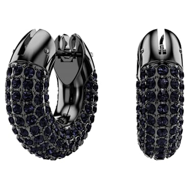 Cercei rotunzi Dextera, Mici, Negri, Placat cu ruteniu - Swarovski, 5620222