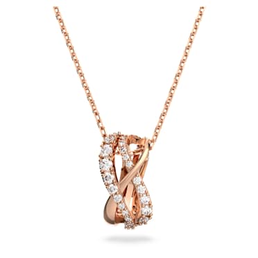 Hyperbola necklace, White, Rose gold-tone plated - Swarovski, 5620549