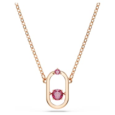 Pendente Una, Taglio tondo, Forma ovale, Rosso, Placcato color oro rosa - Swarovski, 5620550