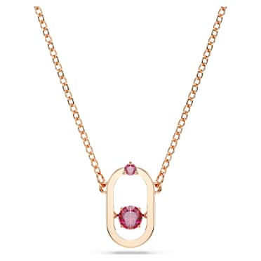 Swarovski Sparkling Dance pendant, Round cut, Oval shape, Red, Rose gold-tone plated - Swarovski, 5620550