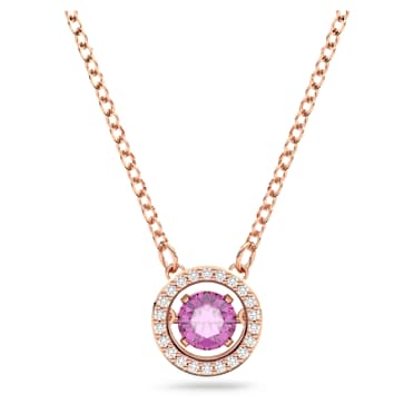 Una Kolye Ucu, Yuvarlak kesim, Uzun, Mor, Pembe altın rengi kaplama - Swarovski, 5620551