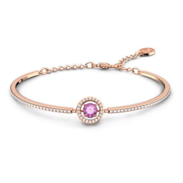 กำไล Una, เจียระไนทรงกลม, ม่วงอมแดง, เคลือบโทนสีโรสโกลด์ - Swarovski, 5620554