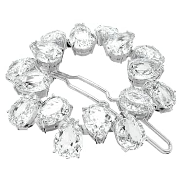 Hair clip, Pear cut, White, Rhodium plated - Swarovski, 5620834