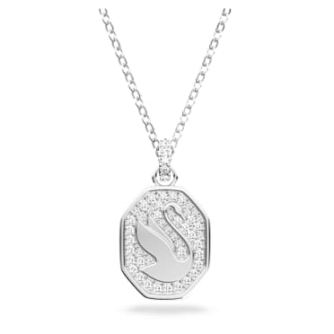 Obesek Signum, Labod, Dolg, Bel, Prevleka iz rodija - Swarovski, 5621098