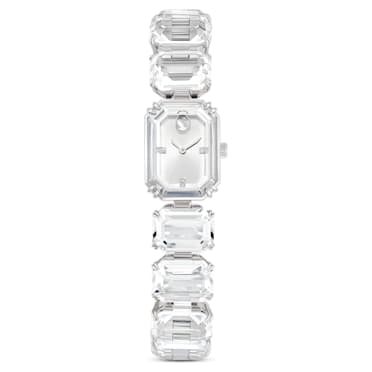 Watch, Octagon cut bracelet, White, Stainless steel - Swarovski, 5621173