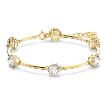 Constella 브레이슬릿, 라운드 컷, 화이트, 샤이니 골드 톤 플레이팅 - Swarovski, 5622719