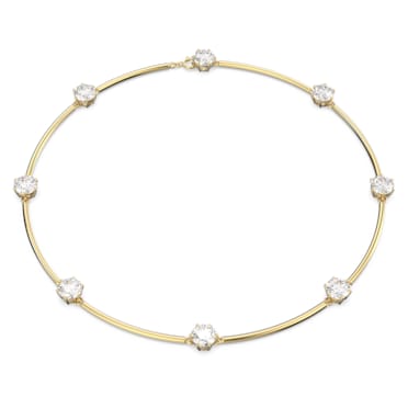 Constella 束颈项链, 圆形切割, 白色, 闪耀的镀金色调 - Swarovski, 5622720