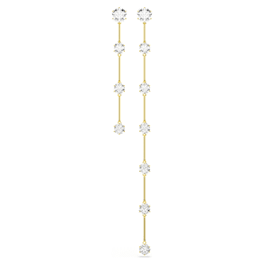 Cercei cu drop Constella, Design asimetric, Tăietură rotundă, Albi, Fényes aranyszínű bevonatú - Swarovski, 5622721