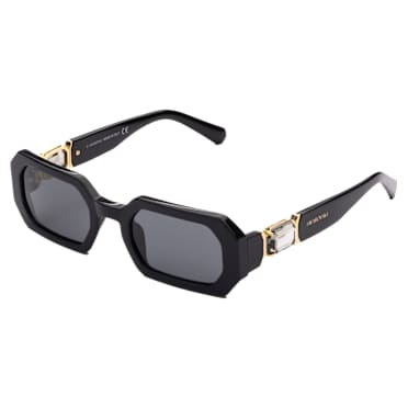 Okulary przeciwsłoneczne, Kształt ośmiokątny, SK0349 01A, Czarne - Swarovski, 5625307