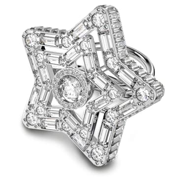 Anello cocktail Stella, Taglio misto, Stella, Bianco, Placcato rodio - Swarovski, 5626367