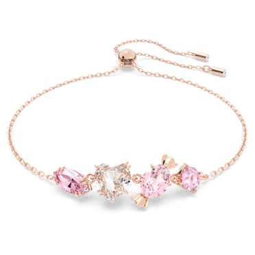 Gema 520 手鏈, 糖果, 粉紅色, 鍍玫瑰金色調 - Swarovski, 5626656
