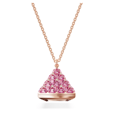 Hangerhorloge, Triangle-slijpvorm, Roze, Roségoudkleurige afwerking - Swarovski, 5628296