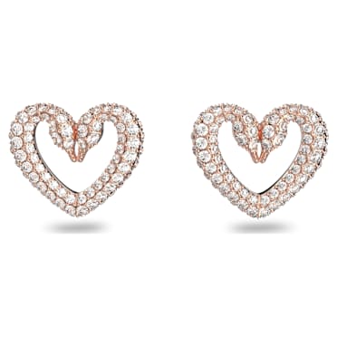 Sublima Ohrstecker, Pavé, Herz, Mittel, Weiß, Roségold-Legierungsschicht - Swarovski, 5628659