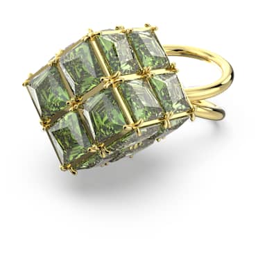 Anello cocktail Curiosa, Taglio squadrato, Verde, Placcato color oro - Swarovski, 5630297