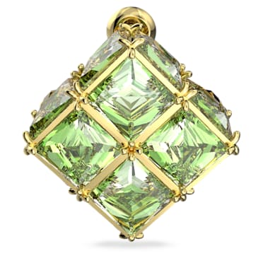 Καρφωτό σκουλαρίκι Curiosa, Μονό, Τετράγωνη κοπή, Πράσινο, Επιμετάλλωση σε χρυσαφί τόνο - Swarovski, 5630311