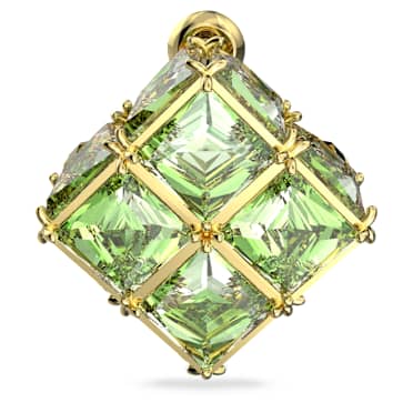 Curiosa 耳釘耳環, 單個，正方形切割, 綠色, 鍍金色色調 - Swarovski, 5630311
