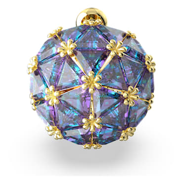 Καρφωτό σκουλαρίκι Curiosa, Μονό, Τριγωνική κοπή, Μπλε, Επιμετάλλωση σε χρυσαφί τόνο - Swarovski, 5630312