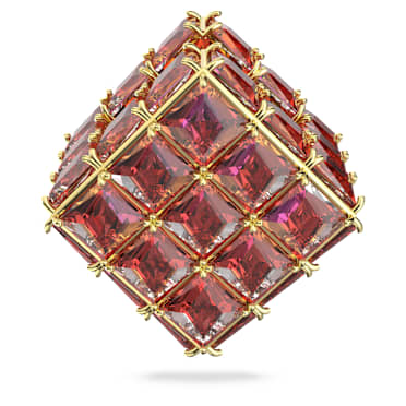 Curiosa 耳釘耳環, 單個，正方形切割, 橙色, 鍍金色色調 - Swarovski, 5630313