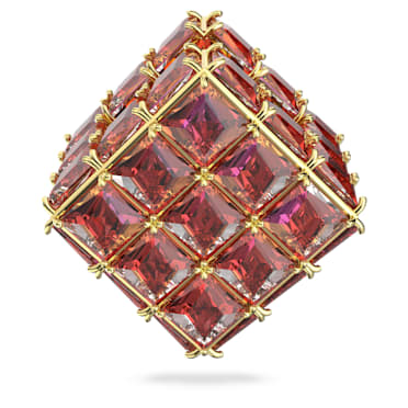 Kolczyk zapinany na sztyft Curiosa, Pojedynczy, kryształ w szlifie kwadratowym, Pomarańczowy, Powłoka w odcieniu złota - Swarovski, 5630313