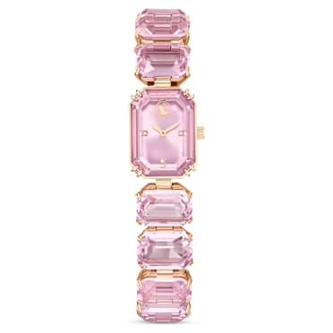 นาฬิกา, สร้อยข้อมือเจียระไนทรงแปดเหลี่ยม, ชมพู, เคลือบโทนสีโรสโกลด์ - Swarovski, 5630837