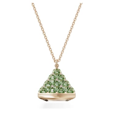 Ura na obesku, Trikotni rez, Zelena, Prevleka v zlatem odtenku šampanjca - Swarovski, 5631146