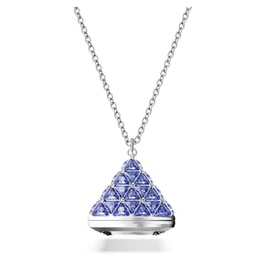 Pendant watch, Triangle cut, Blue, Stainless steel - Swarovski, 5631158