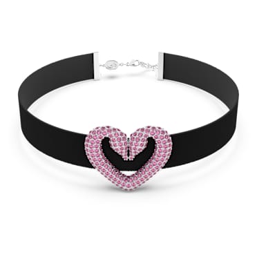 Sublima choker, Heart, Pink, Rhodium plated - Swarovski, 5631172